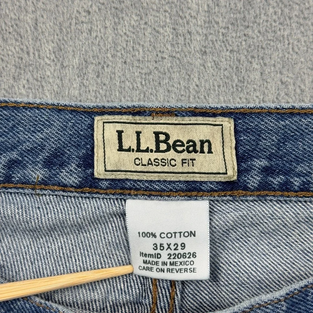LL‎ Bean Jeans Mens 35x29 Blue Denim Classic Fit Pockets Cotton Zip Fly Casual